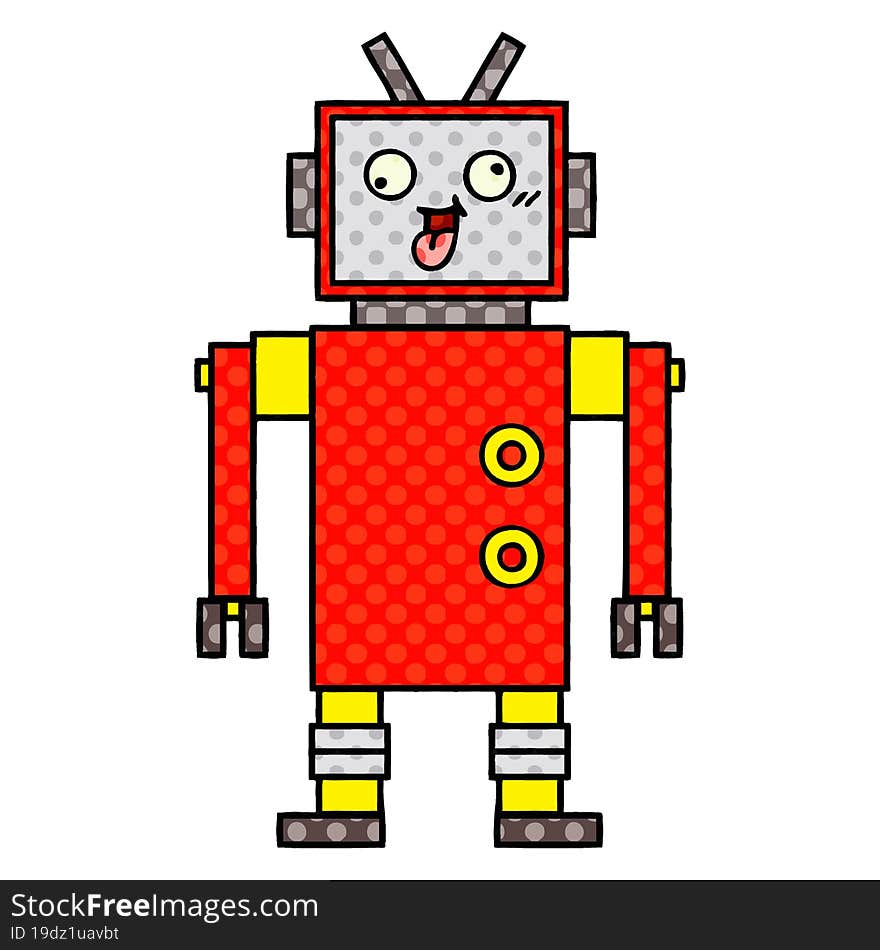 comic book style cartoon crazy robot