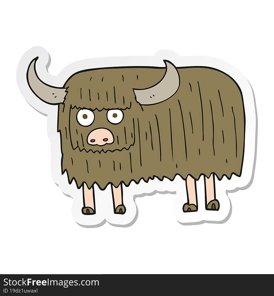 sticker of a cartoon hairy cow