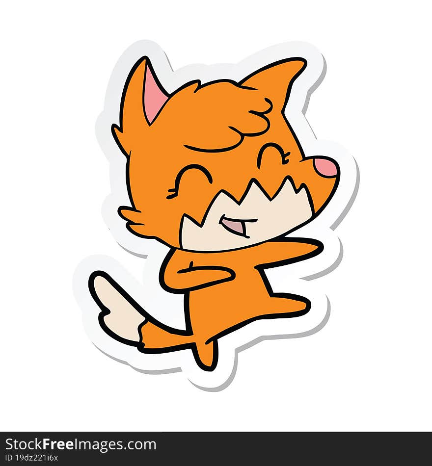 sticker of a happy cartoon fox