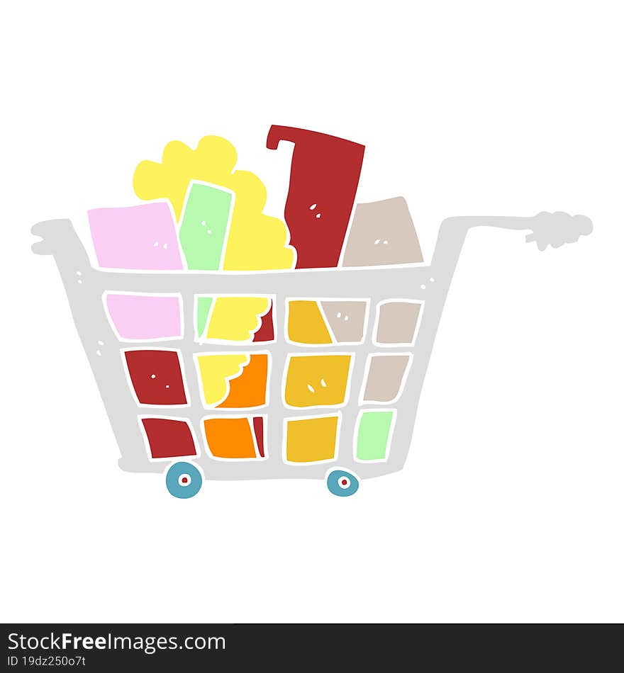 flat color illustration of a cartoon shopping trolley