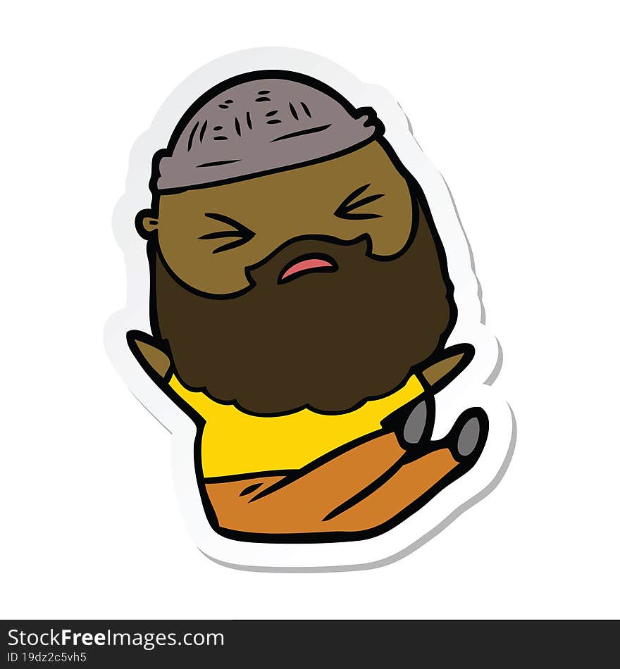 sticker of a cartoon man with beard