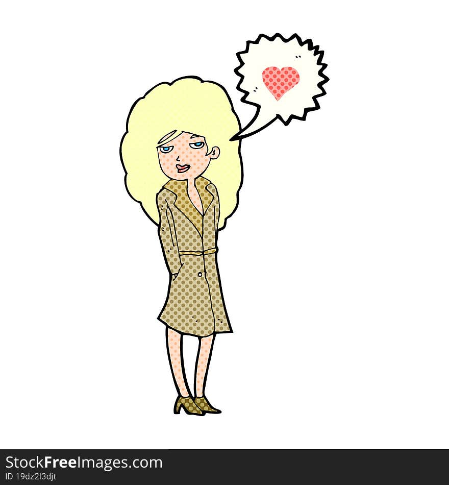 Cartoon Trenchcoat Wearing Woman In Love