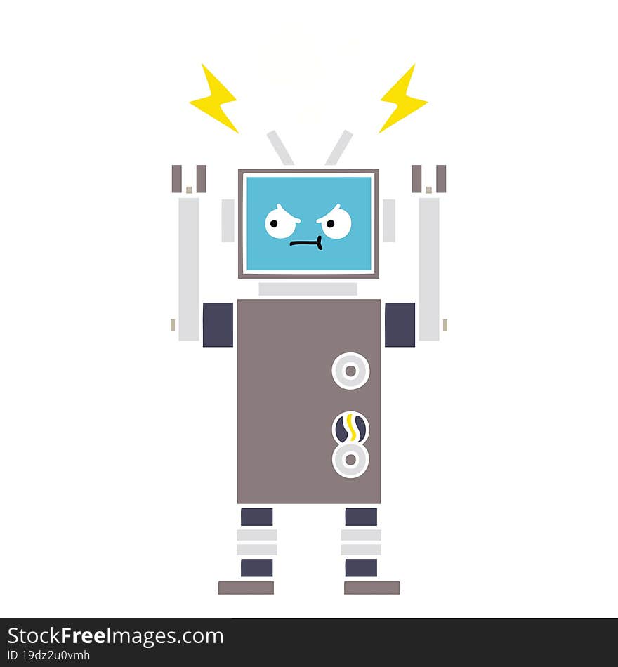 Flat Color Retro Cartoon Robot