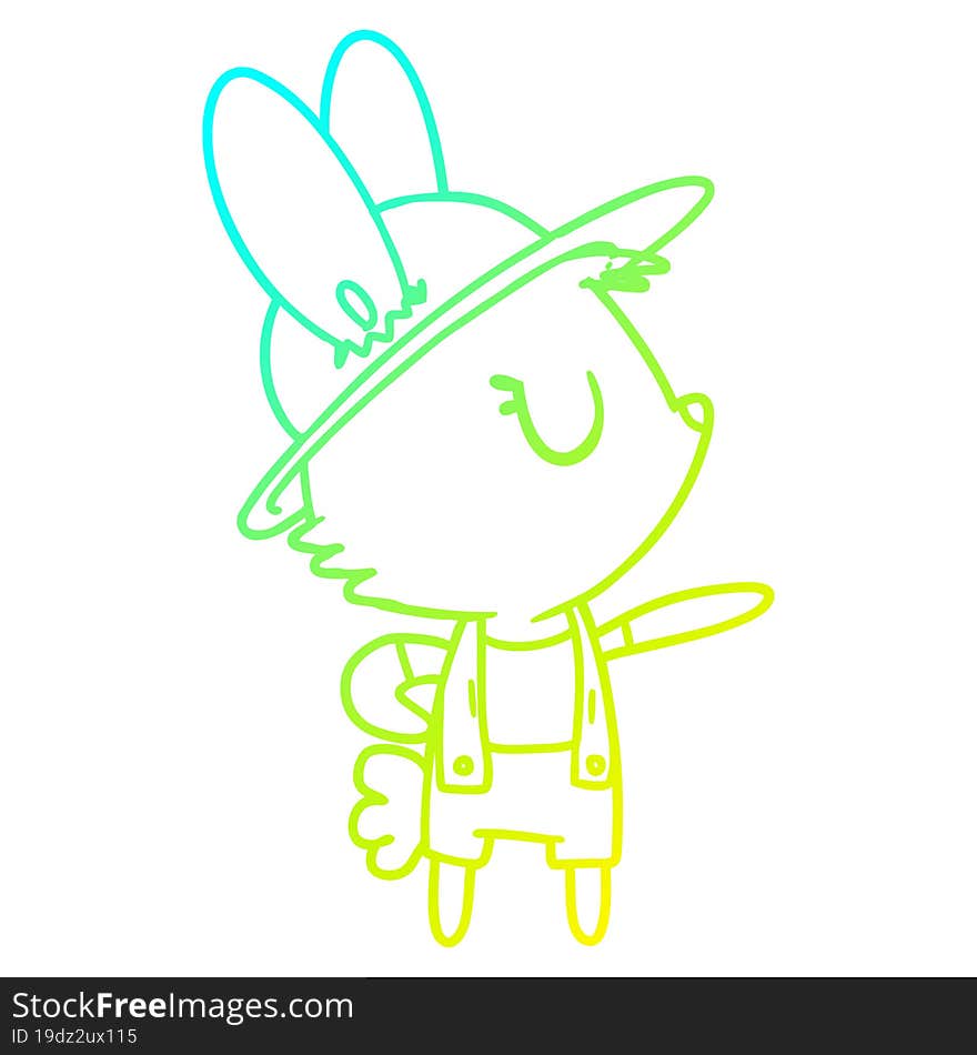 cold gradient line drawing cartoon rabbit construction worker