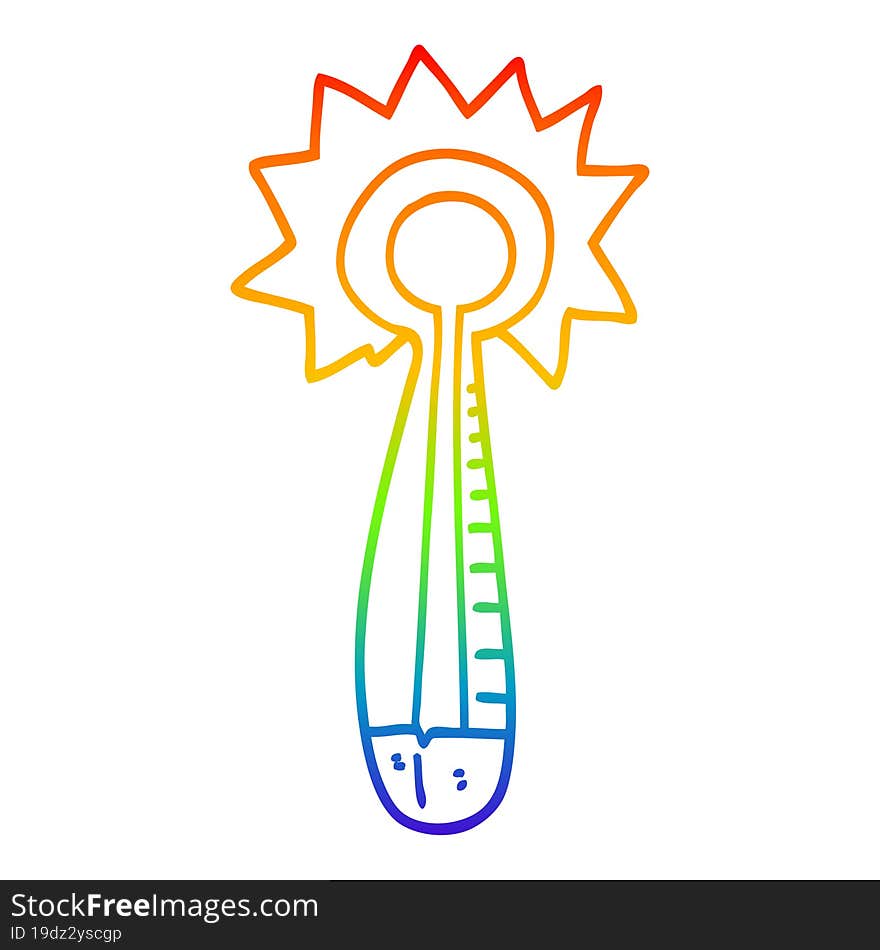 rainbow gradient line drawing cartoon medical thermometer