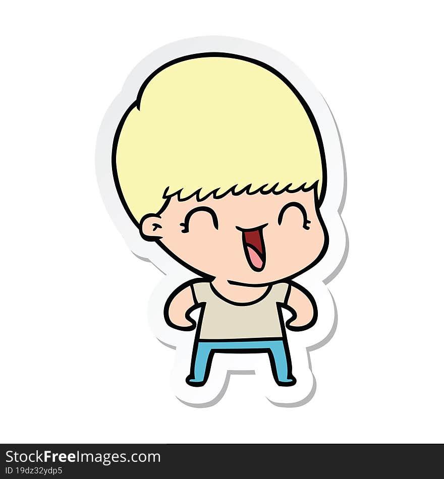 Sticker Of A Happy Cartoon Boy