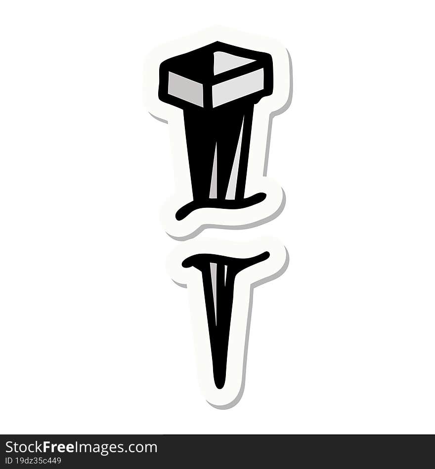 Tattoo Style Sticker Of Iron Nail