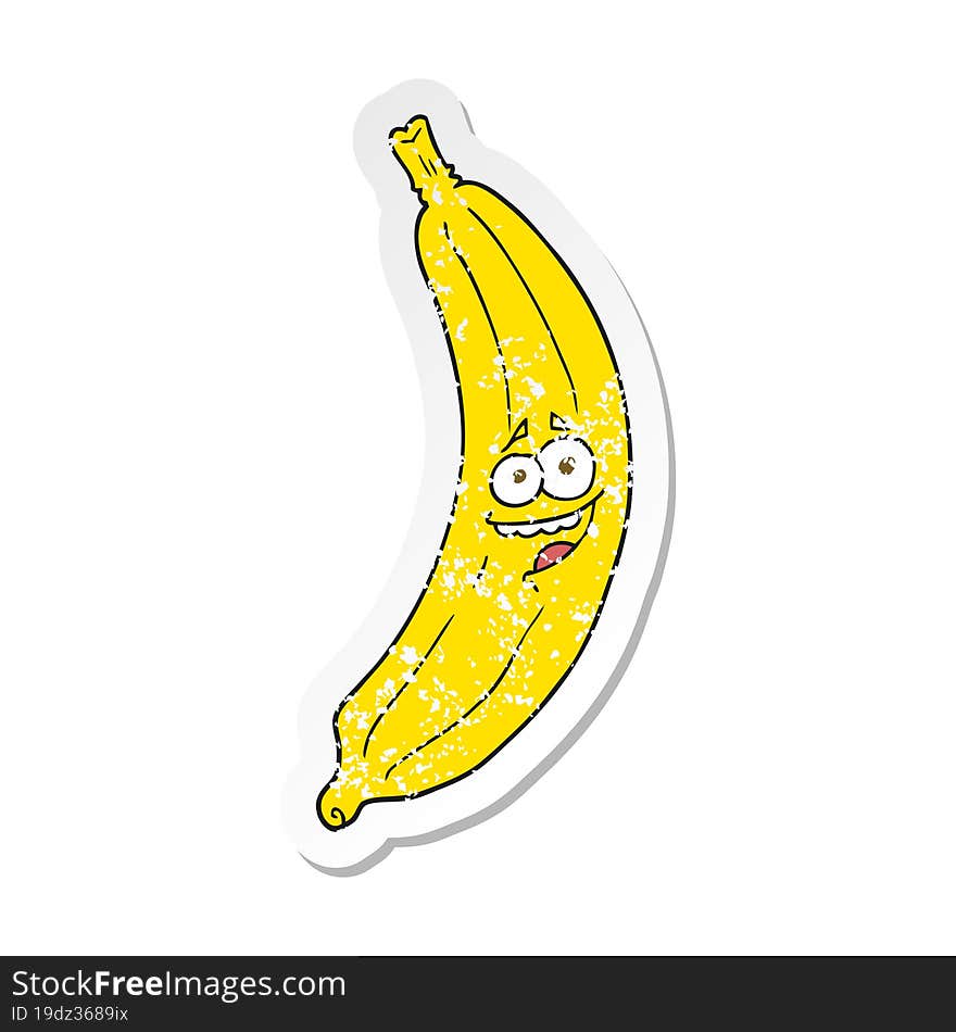 retro distressed sticker of a cartoon banana