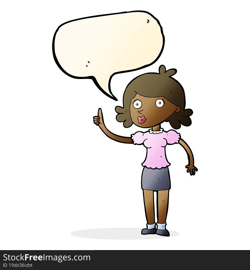 cartoon woman with idea with speech bubble