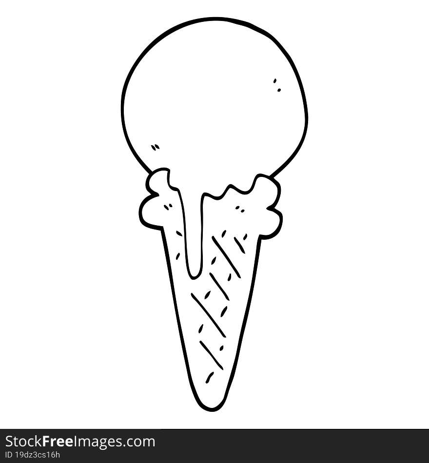 Black And White Cartoon Ice Cream Cone