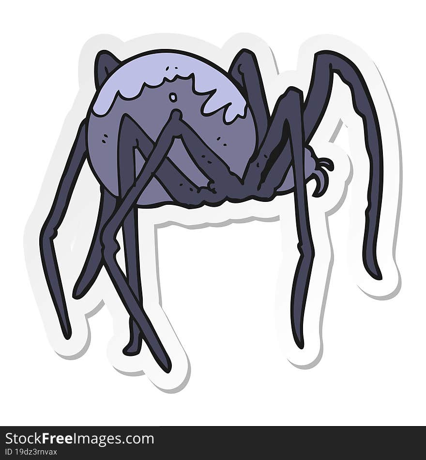 Sticker Of A Cartoon Creepy Spider