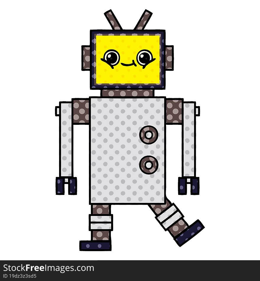 Comic Book Style Cartoon Robot