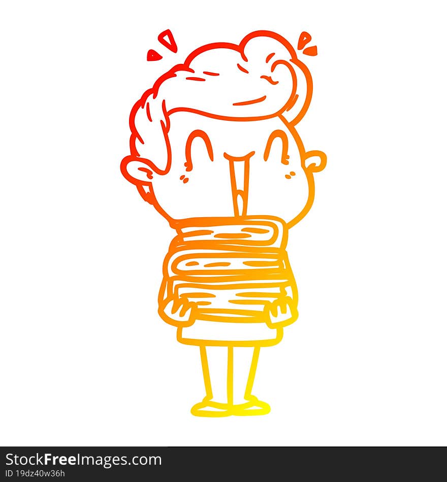 warm gradient line drawing of a cartoon excited man