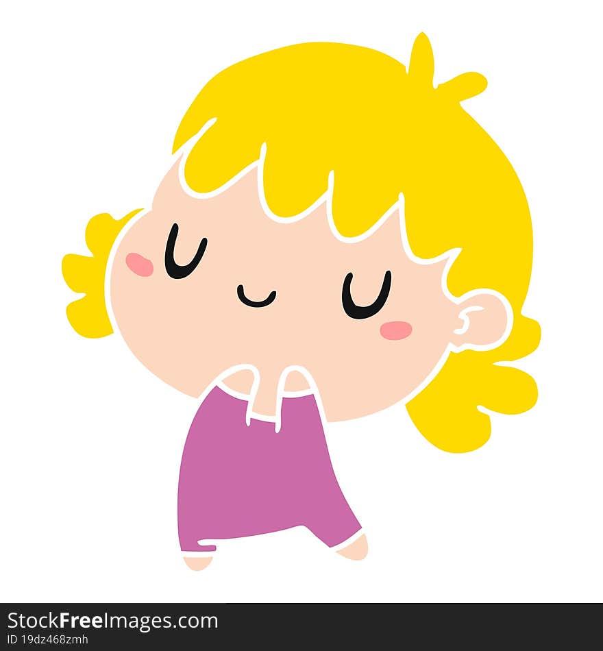 cartoon illustration of a cute kawaii girl. cartoon illustration of a cute kawaii girl