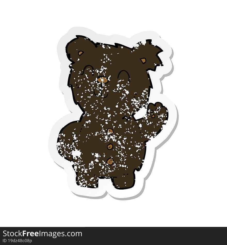 retro distressed sticker of a cartoon black bear