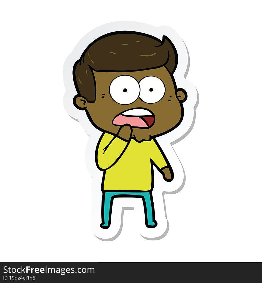 Sticker Of A Cartoon Shocked Man