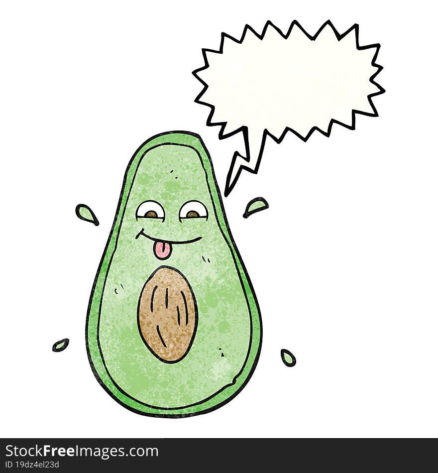 speech bubble textured cartoon avocado