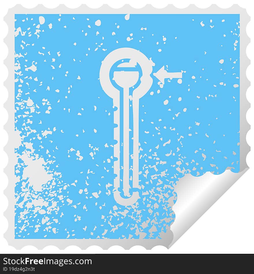 distressed square peeling sticker symbol hot thermometer