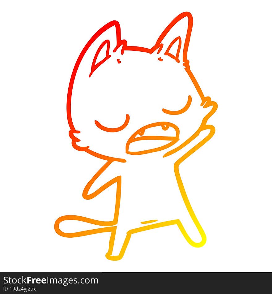 warm gradient line drawing talking cat cartoon