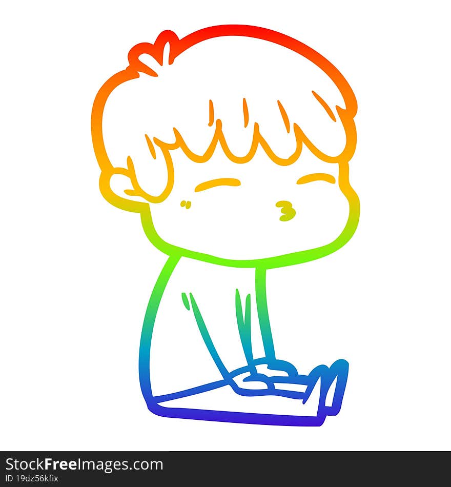 rainbow gradient line drawing cartoon frustrated man