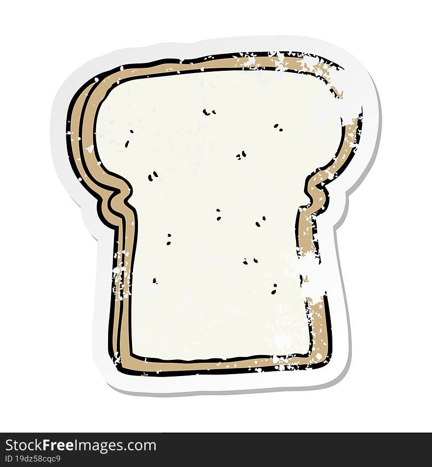 distressed sticker of a cartoon slice of bread