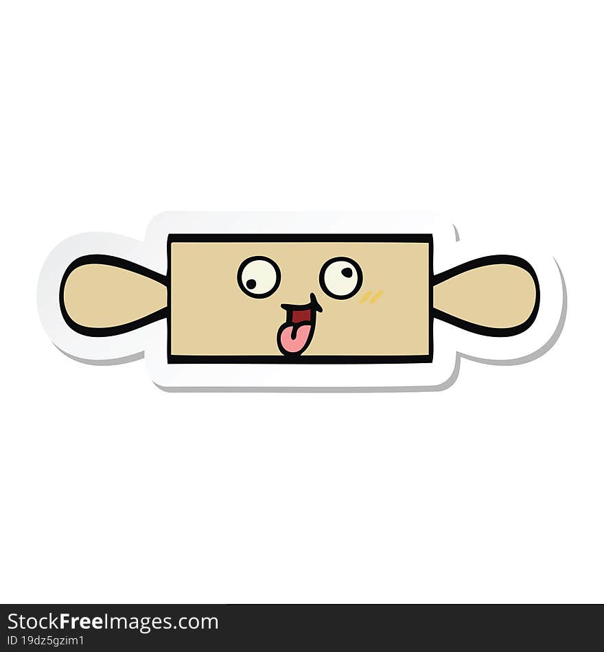 sticker of a cute cartoon rolling pin