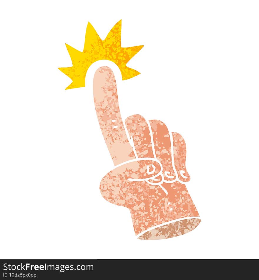 pointing finger quirky retro illustration style cartoon