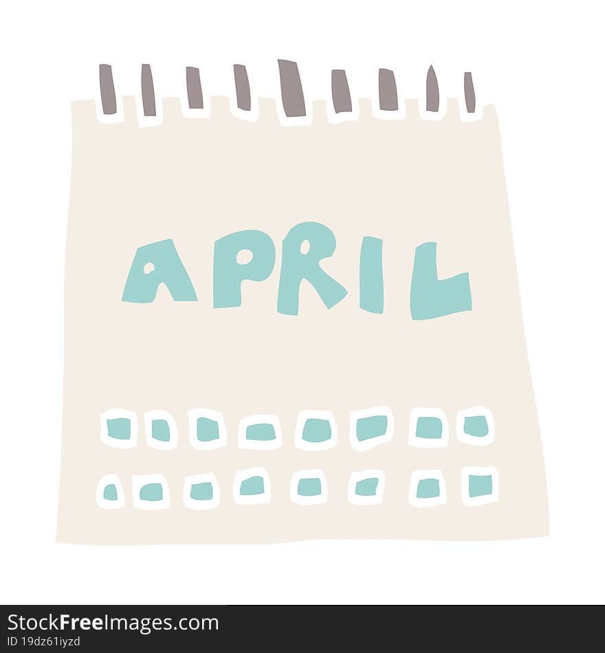 cartoon doodle calendar showing month of april