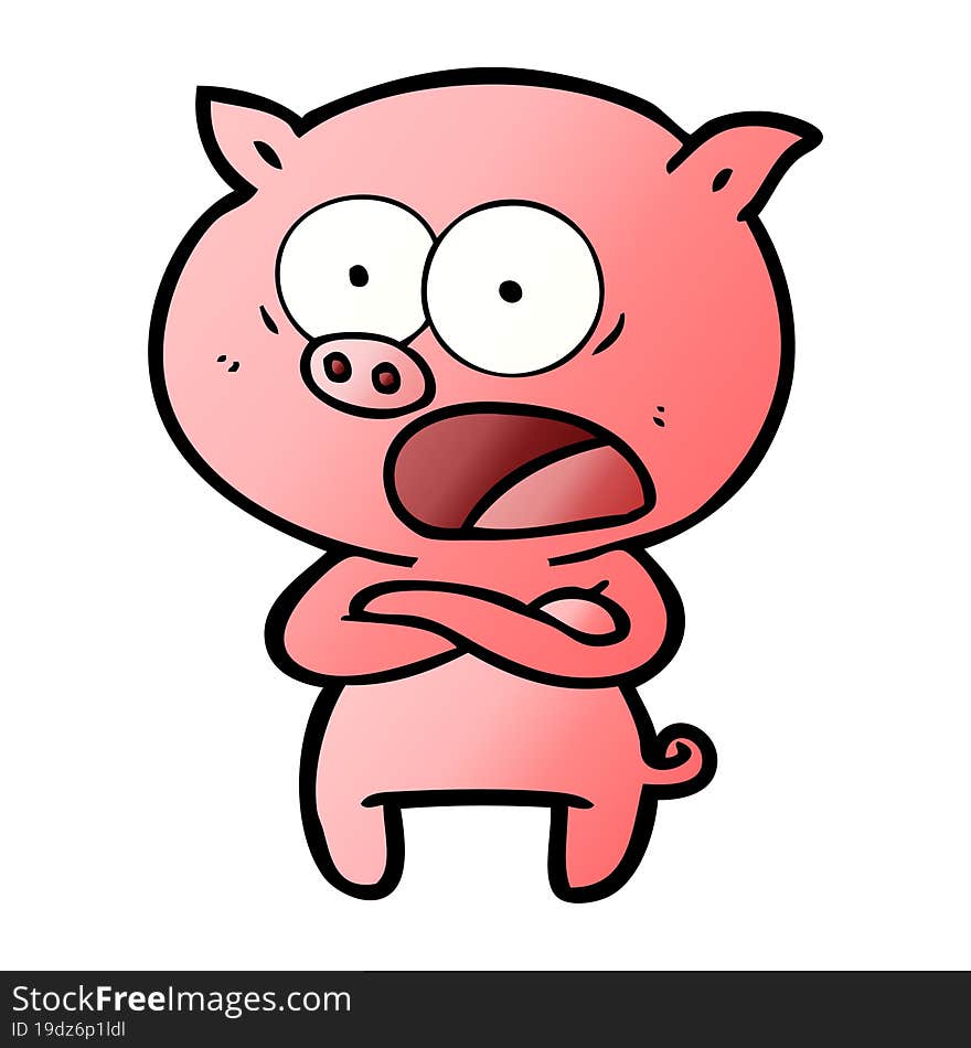 cartoon pig shouting. cartoon pig shouting