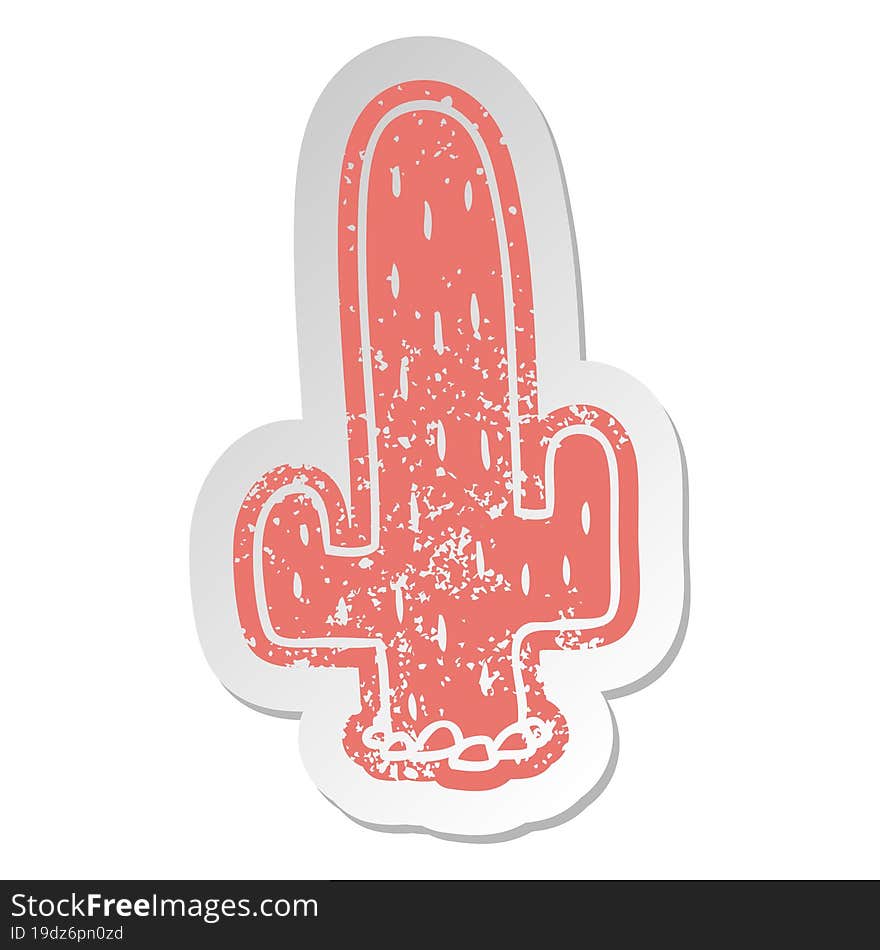 distressed old sticker of a cactus