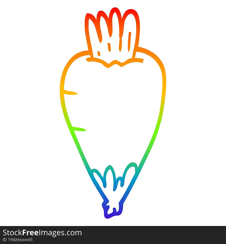 Rainbow Gradient Line Drawing Cartoon Root Vegetable