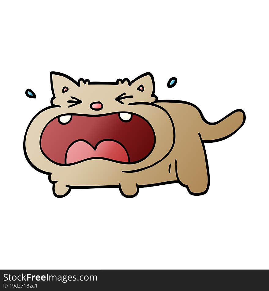 cartoon doodle crying cat