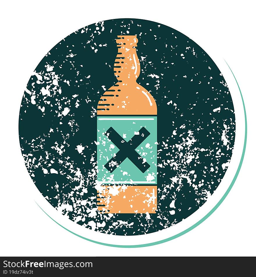 Distressed Sticker Tattoo Style Icon Of A Bottle