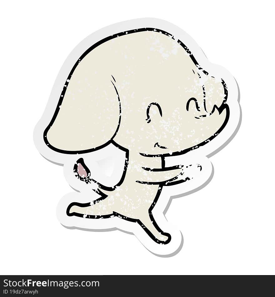 Distressed Sticker Of A Cute Cartoon Elephant