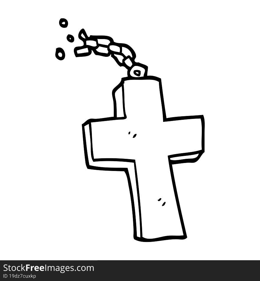 line drawing cartoon silver cross