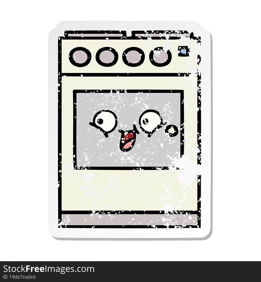 distressed sticker of a cute cartoon kitchen oven