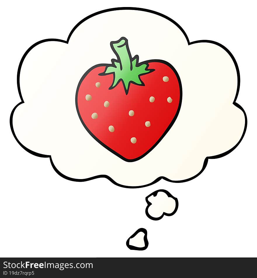 cartoon strawberry and thought bubble in smooth gradient style