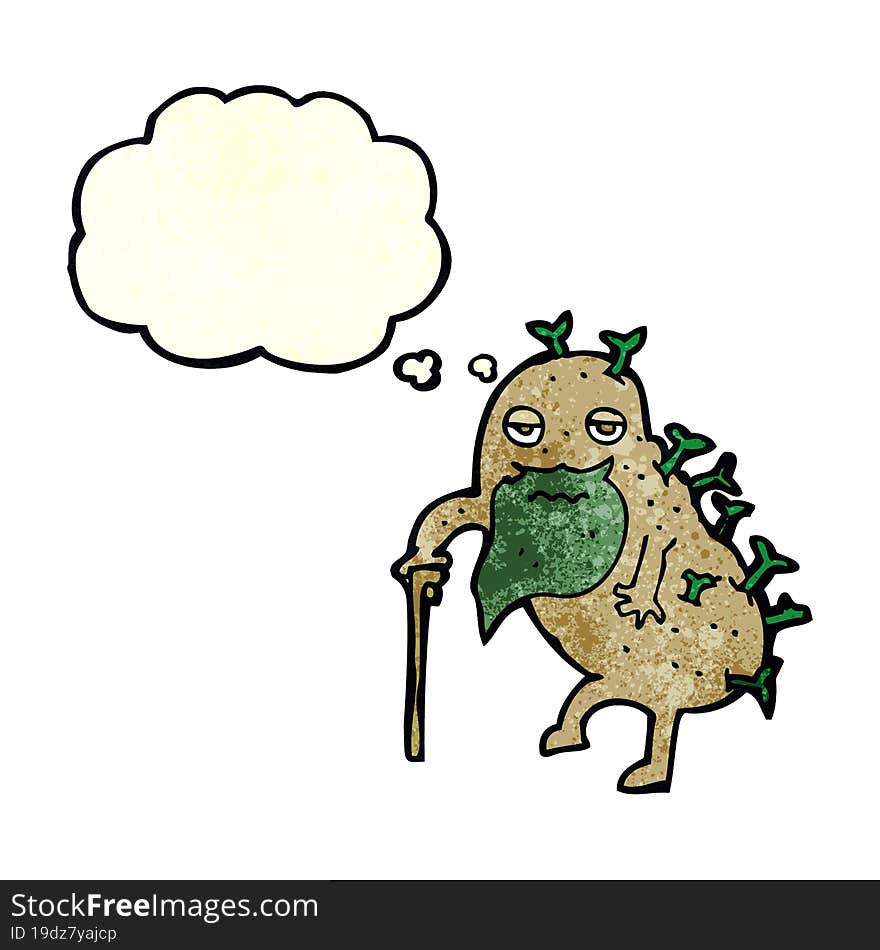 Cartoon Old Potato With Thought Bubble