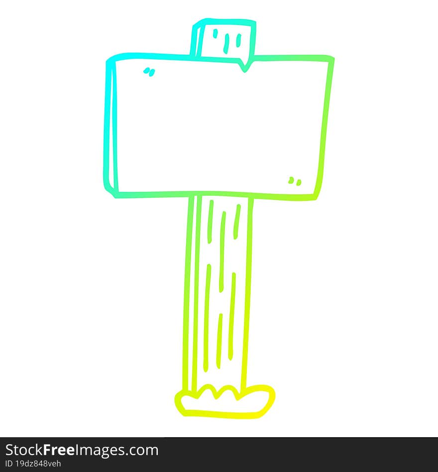 cold gradient line drawing of a cartoon sign post