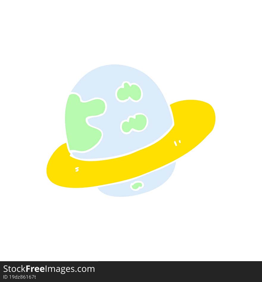 flat color illustration of a cartoon planet