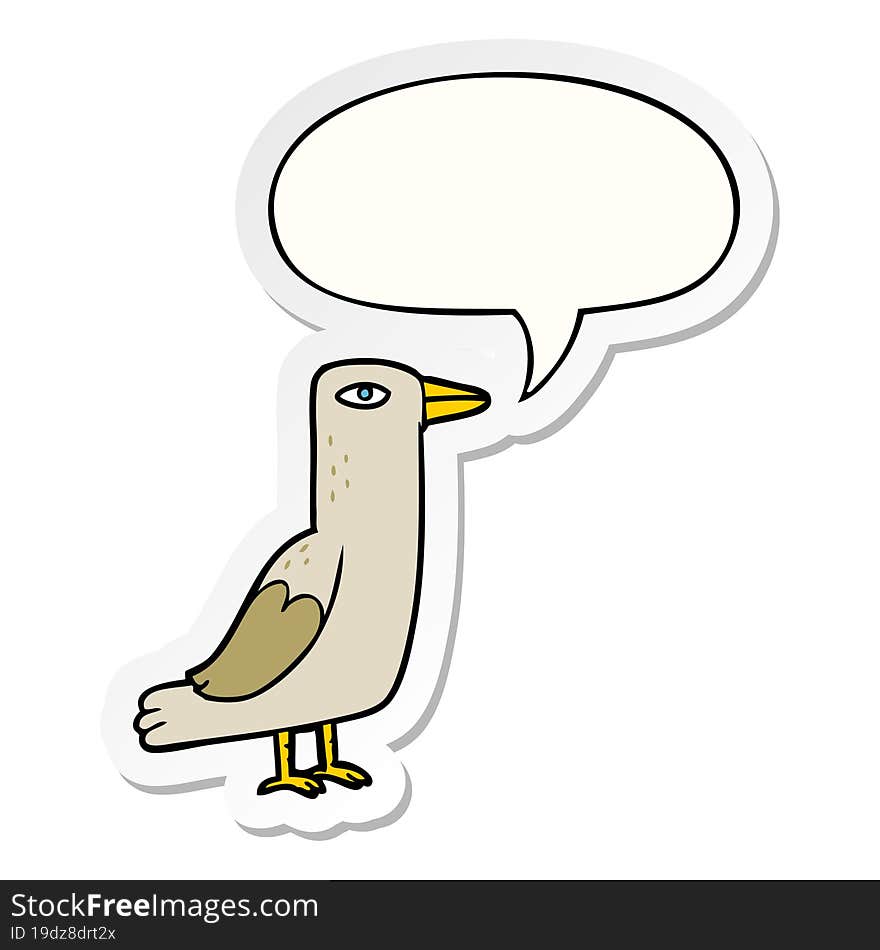 cartoon bird with speech bubble sticker. cartoon bird with speech bubble sticker