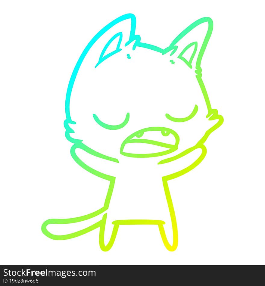 cold gradient line drawing talking cat cartoon