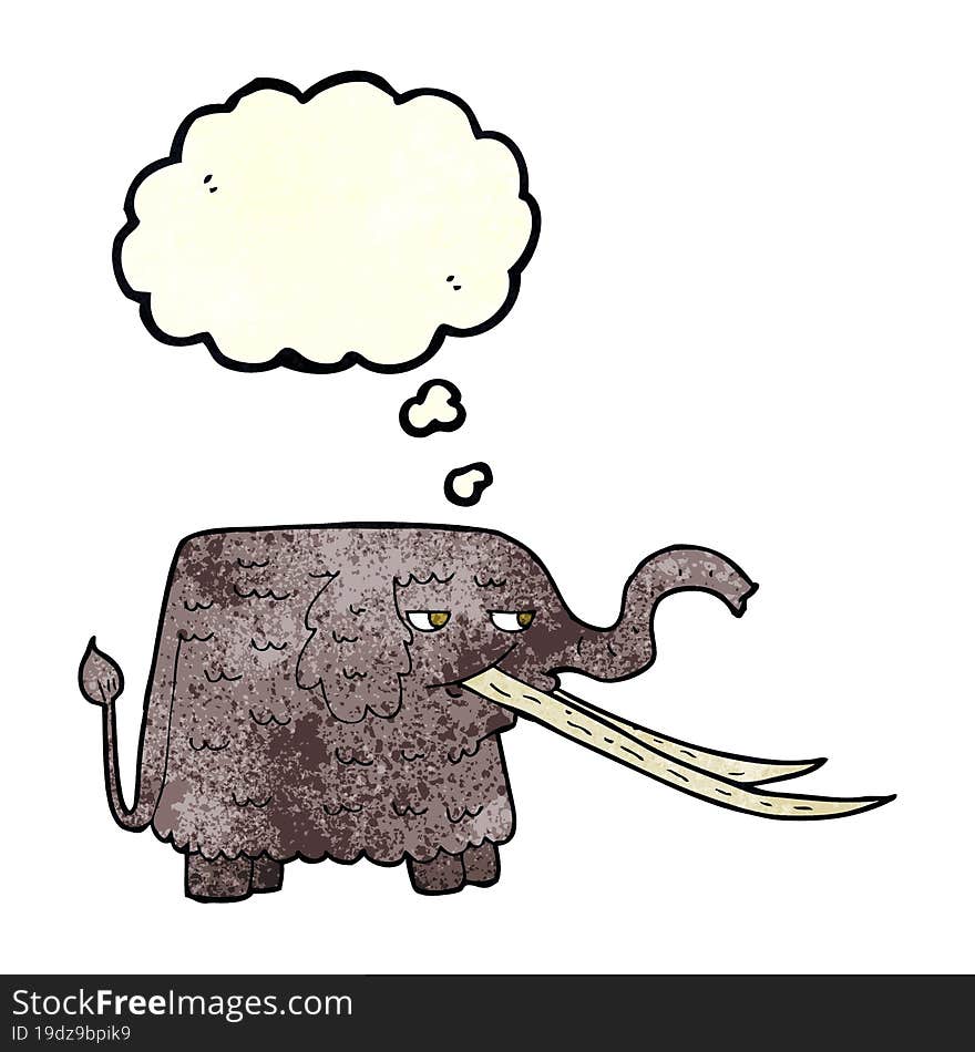 cartoon woolly mammoth with thought bubble