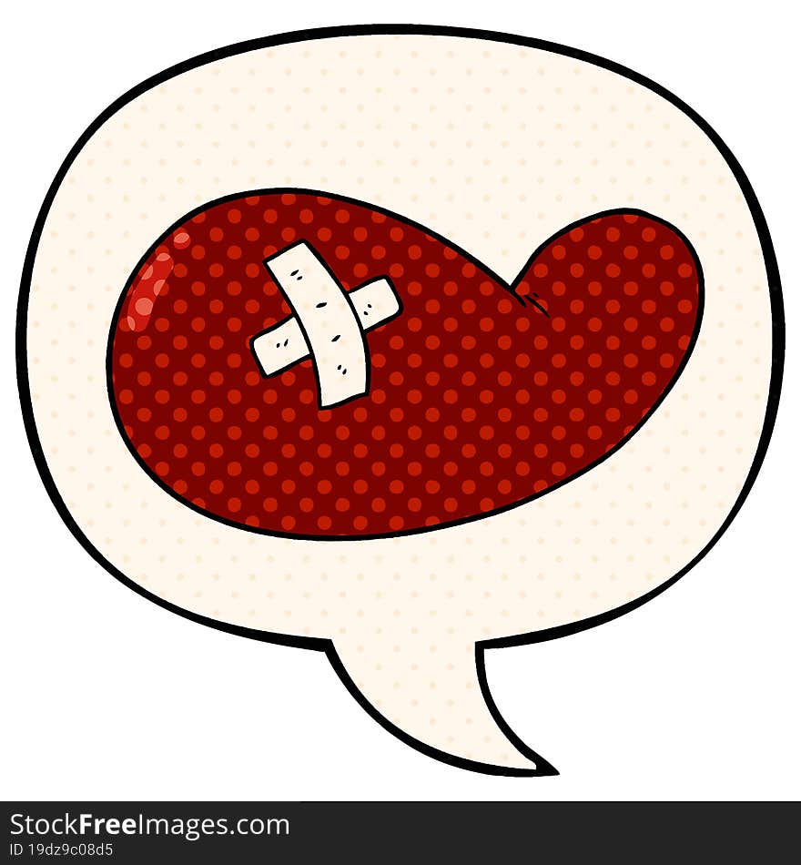 cartoon injured gall bladder and speech bubble in comic book style