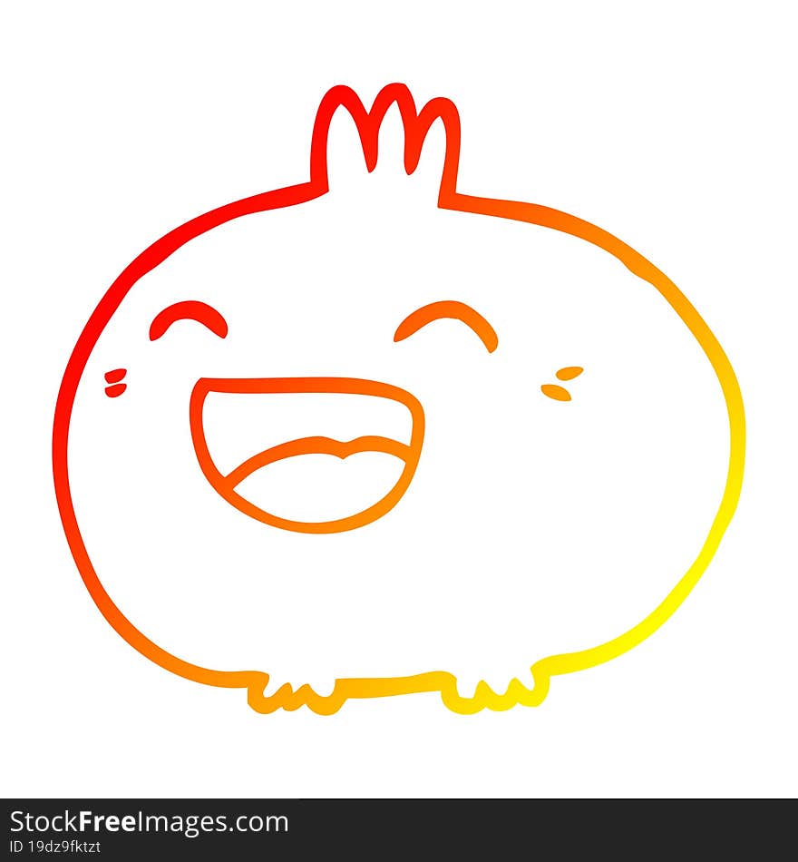 warm gradient line drawing of a cartoon happy root vegetable