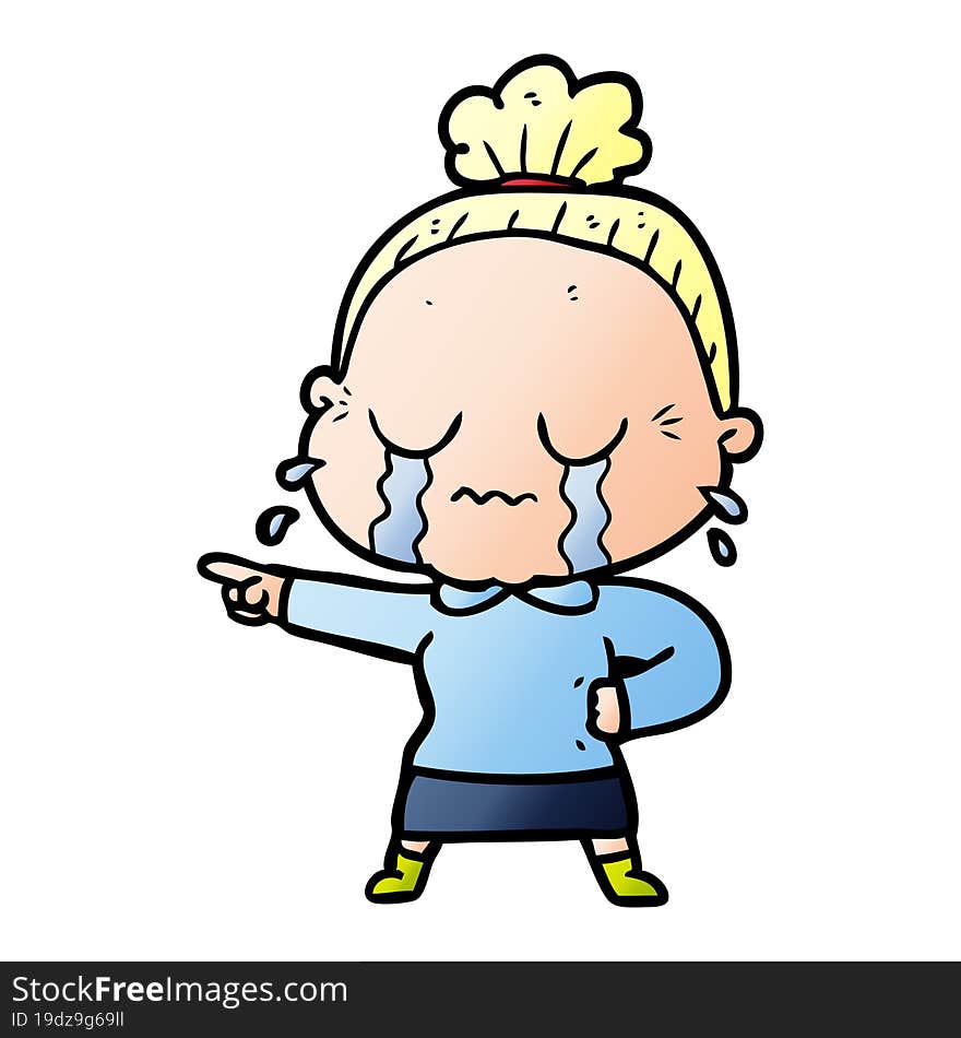 cartoon crying old lady. cartoon crying old lady