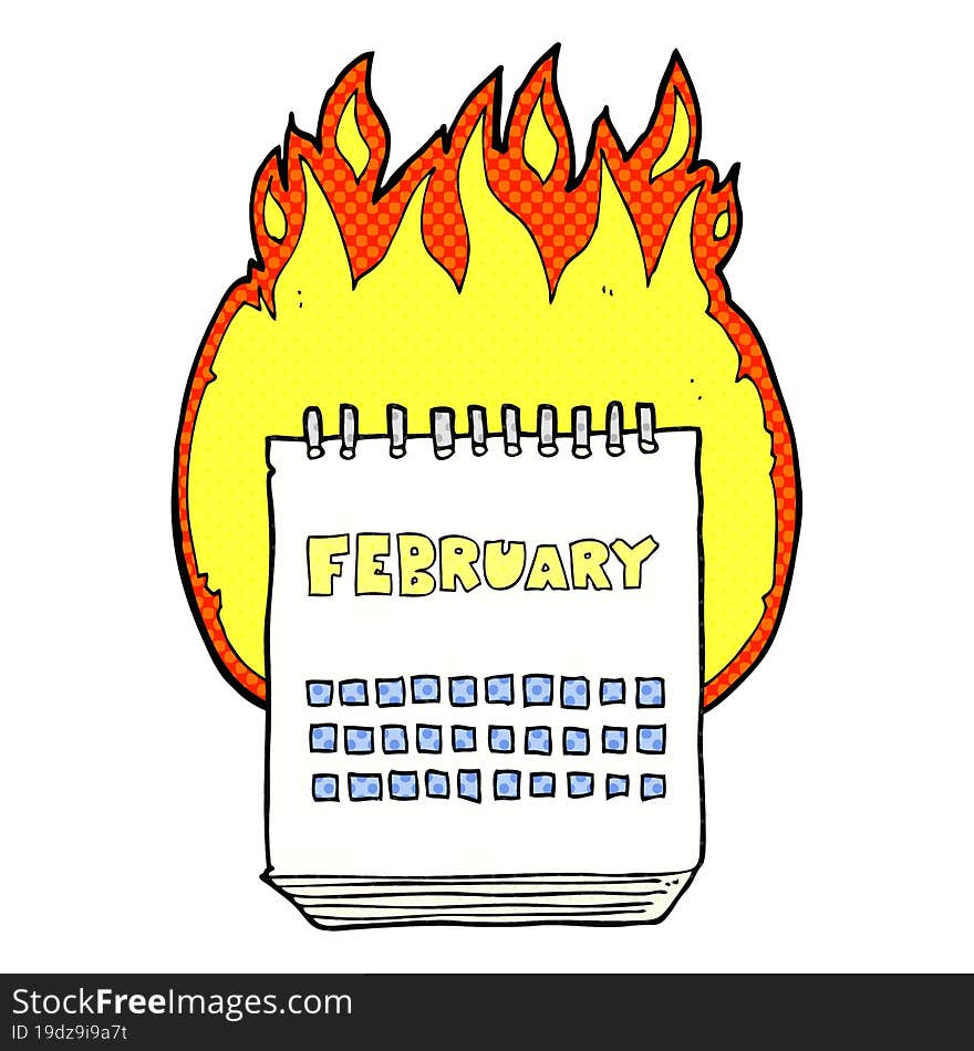 cartoon calendar showing month of february