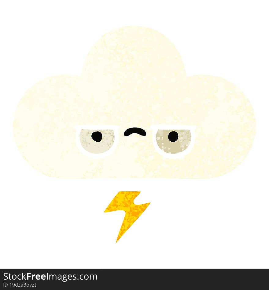 retro illustration style cartoon of a storm cloud