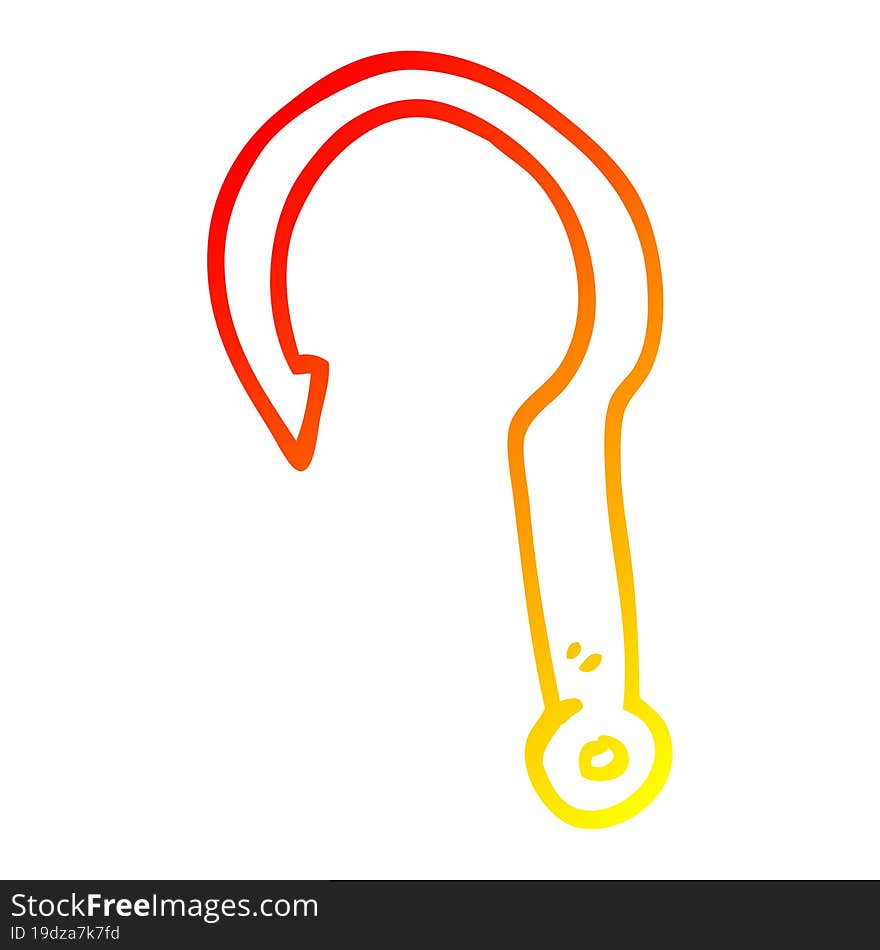 warm gradient line drawing cartoon fish hook