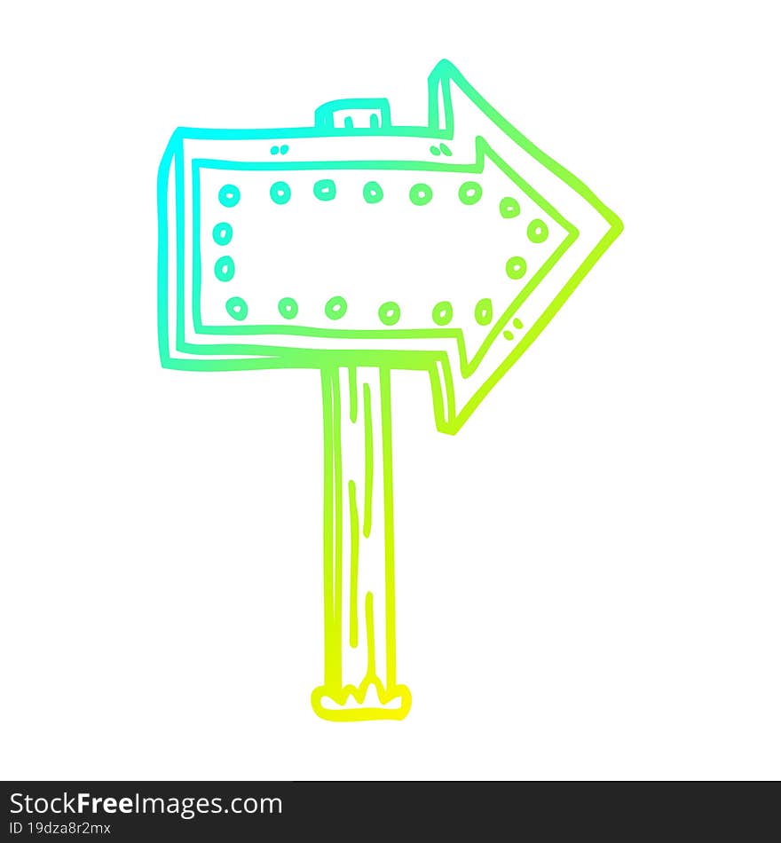 cold gradient line drawing cartoon lit up sign